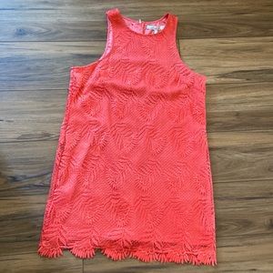 Coral pink lace sleeveless dress NWT